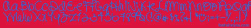 DjbPookieDoo Font – Blue Fonts on Red Background