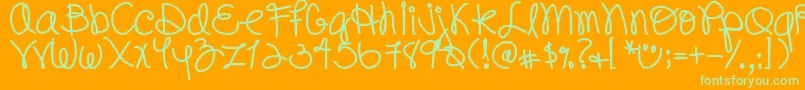 DjbPookieDoo-Schriftart – Grüne Schriften auf orangefarbenem Hintergrund