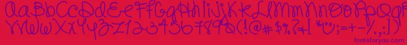 DjbPookieDoo Font – Purple Fonts on Red Background