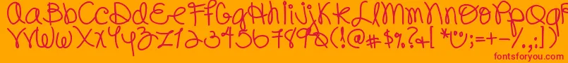 DjbPookieDoo Font – Red Fonts on Orange Background