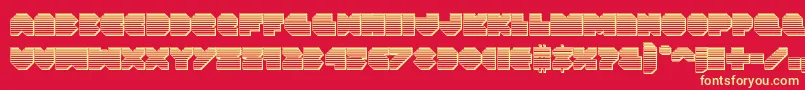 Fonte Vxrocketchrome – fontes amarelas em um fundo vermelho