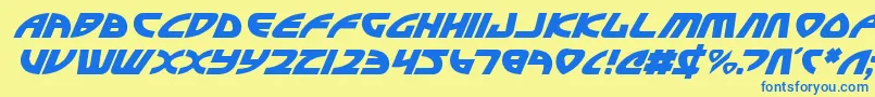 フォントOfficerv2i – 青い文字が黄色の背景にあります。