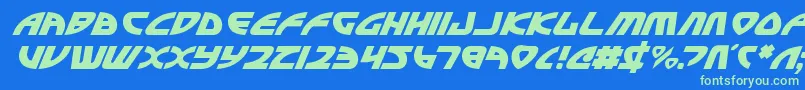 Czcionka Officerv2i – zielone czcionki na niebieskim tle