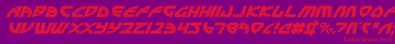 Officerv2i-Schriftart – Rote Schriften auf violettem Hintergrund