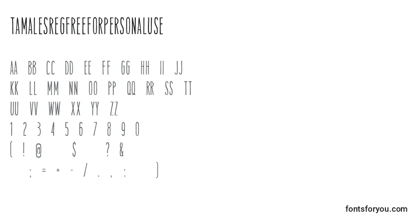 TamalesregFreeForPersonalUse-fontti – aakkoset, numerot, erikoismerkit