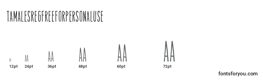 TamalesregFreeForPersonalUse Font Sizes