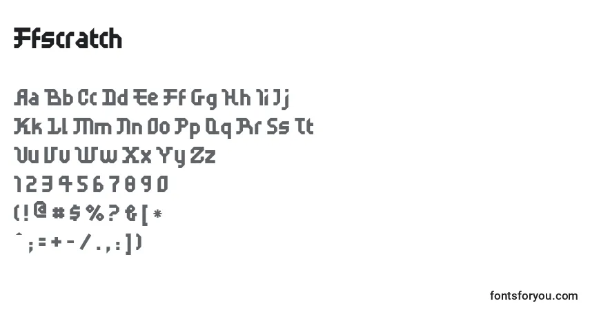 Schriftart Ffscratch – Alphabet, Zahlen, spezielle Symbole