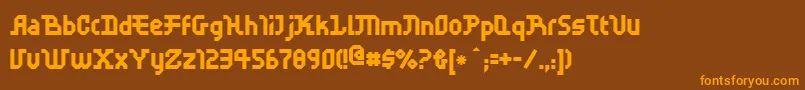 フォントFfscratch – オレンジ色の文字が茶色の背景にあります。