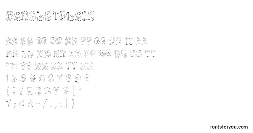 Czcionka BangLetPlain – alfabet, cyfry, specjalne znaki