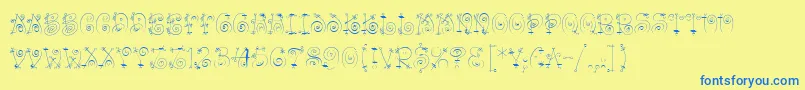 BangLetPlain Font – Blue Fonts on Yellow Background