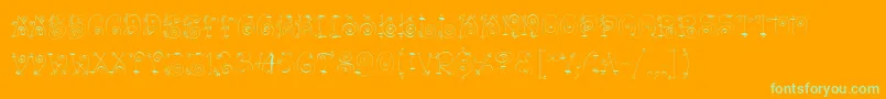 BangLetPlain-Schriftart – Grüne Schriften auf orangefarbenem Hintergrund