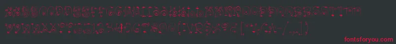 フォントBangLetPlain – 黒い背景に赤い文字