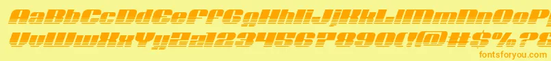 フォントNolocontendrehalfital – オレンジの文字が黄色の背景にあります。