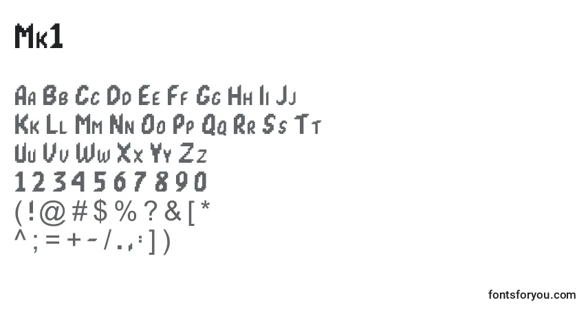 Fuente Mk1 - alfabeto, números, caracteres especiales