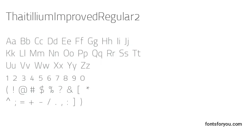 Czcionka ThaitilliumImprovedRegular2 – alfabet, cyfry, specjalne znaki