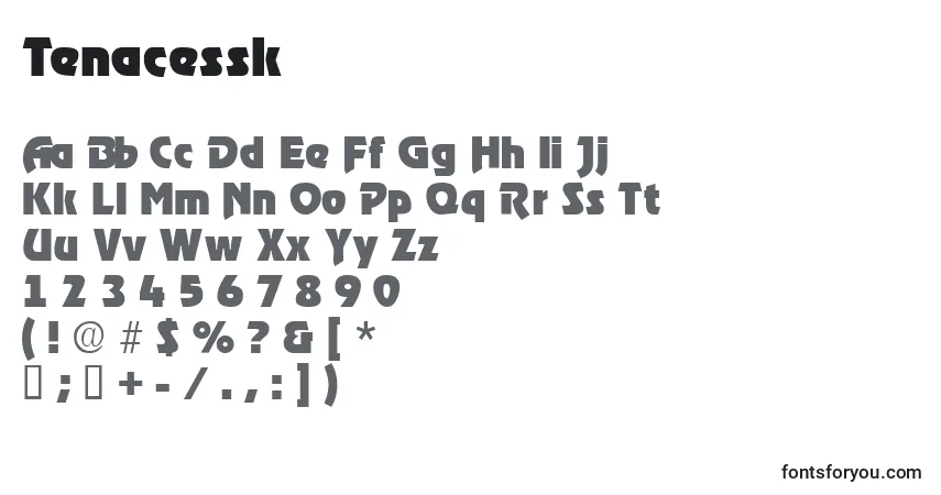 A fonte Tenacessk – alfabeto, números, caracteres especiais