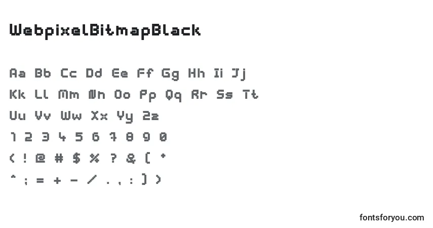 Fuente WebpixelBitmapBlack - alfabeto, números, caracteres especiales