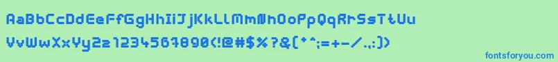 フォントWebpixelBitmapBlack – 青い文字は緑の背景です。