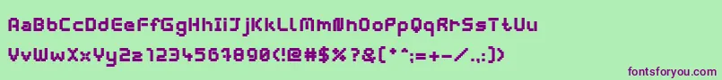 Fonte WebpixelBitmapBlack – fontes roxas em um fundo verde