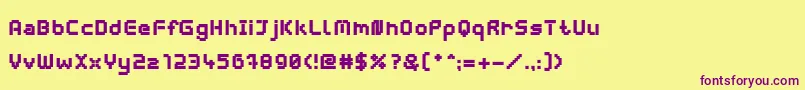Fonte WebpixelBitmapBlack – fontes roxas em um fundo amarelo