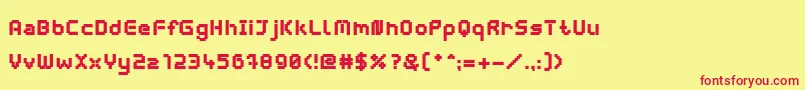 Fonte WebpixelBitmapBlack – fontes vermelhas em um fundo amarelo