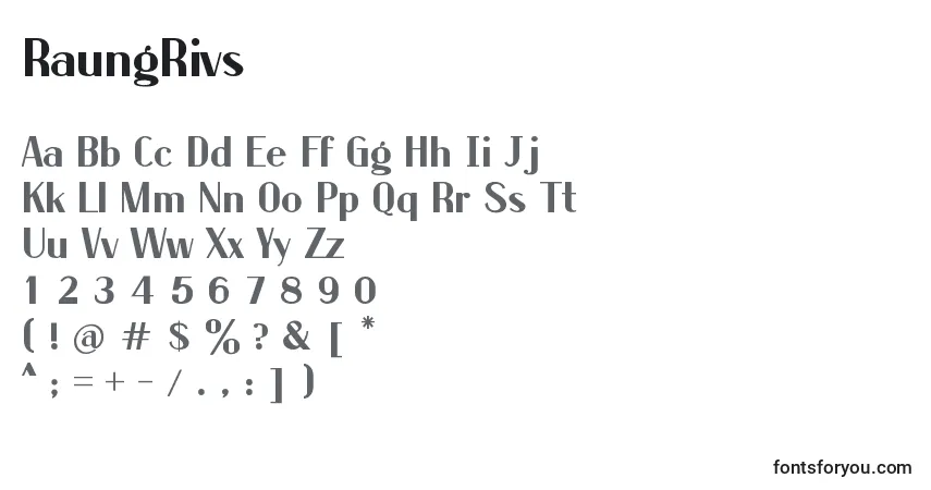 Schriftart RaungRivs – Alphabet, Zahlen, spezielle Symbole