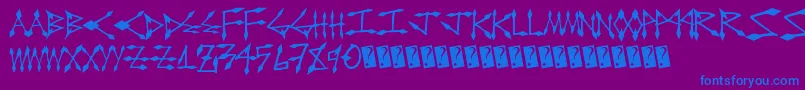 フォントDiamondcut – 紫色の背景に青い文字