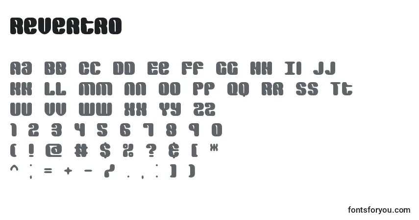 Schriftart Revertro – Alphabet, Zahlen, spezielle Symbole