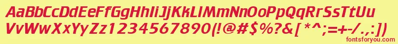 TrakkerRegular Font – Red Fonts on Yellow Background