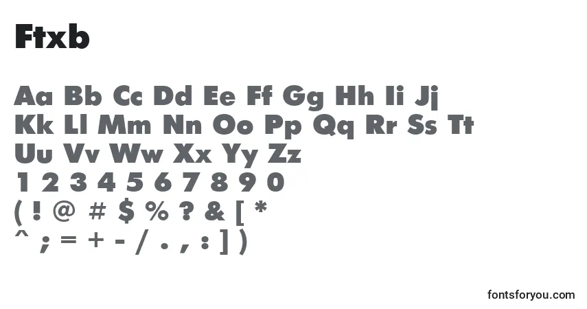 A fonte Ftxb – alfabeto, números, caracteres especiais