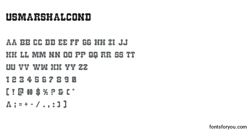 A fonte Usmarshalcond – alfabeto, números, caracteres especiais