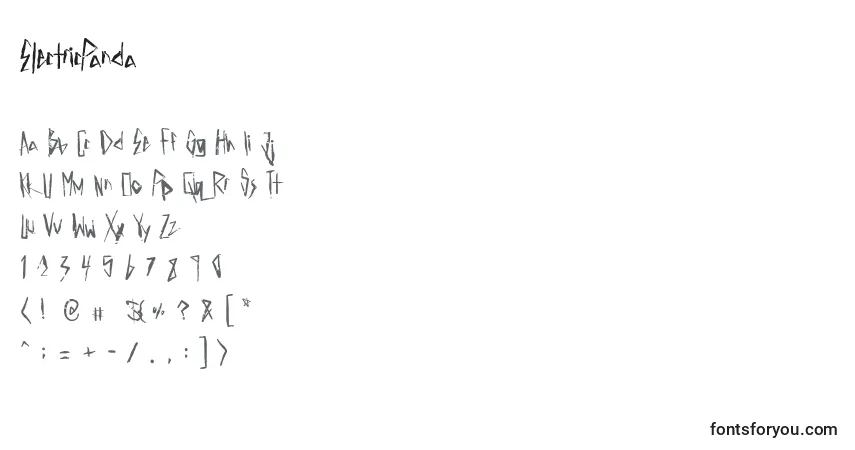 Schriftart ElectricPanda – Alphabet, Zahlen, spezielle Symbole