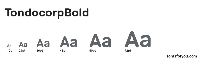 TondocorpBold Font Sizes