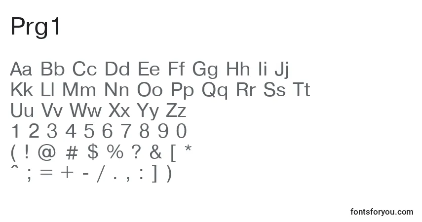 Czcionka Prg1 – alfabet, cyfry, specjalne znaki