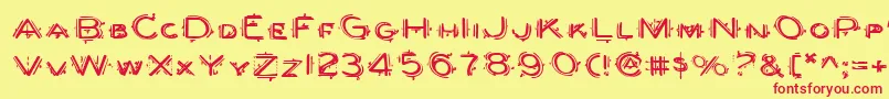 Berserkere-Schriftart – Rote Schriften auf gelbem Hintergrund