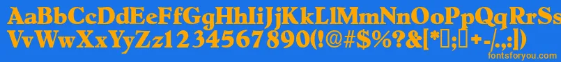 フォントNegotiatdisplayssk – オレンジ色の文字が青い背景にあります。