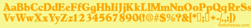 Negotiatdisplayssk-Schriftart – Orangefarbene Schriften auf gelbem Hintergrund