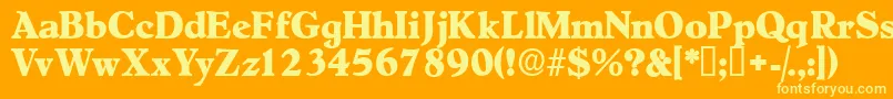 Negotiatdisplayssk-Schriftart – Gelbe Schriften auf orangefarbenem Hintergrund