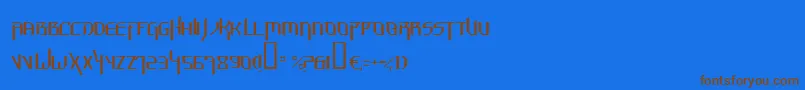 フォントHammt – 茶色の文字が青い背景にあります。