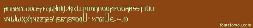 フォントHammt – 緑色の文字が茶色の背景にあります。