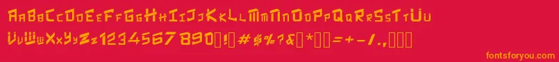 フォントSkewedSlash – 赤い背景にオレンジの文字