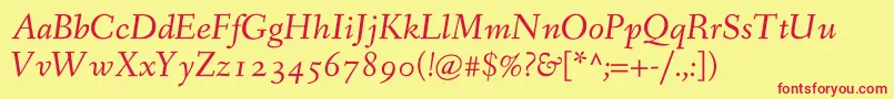 FanwoodtextItalic Font – Red Fonts on Yellow Background