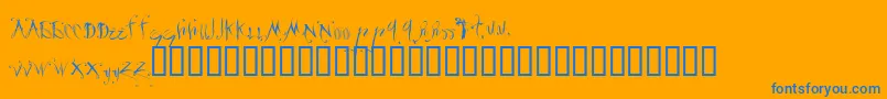 Velour ffy-Schriftart – Blaue Schriften auf orangefarbenem Hintergrund