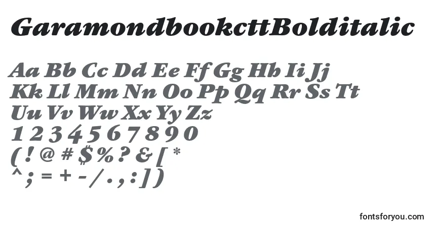Fuente GaramondbookcttBolditalic - alfabeto, números, caracteres especiales