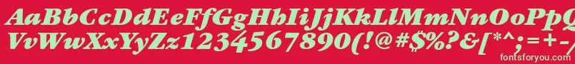 フォントGaramondbookcttBolditalic – 赤い背景に緑の文字