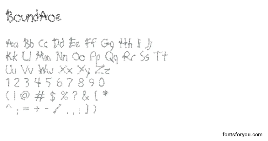 Czcionka BoundAoe – alfabet, cyfry, specjalne znaki