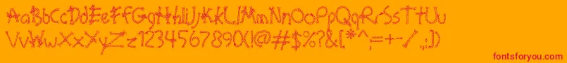 BoundAoe-Schriftart – Rote Schriften auf orangefarbenem Hintergrund