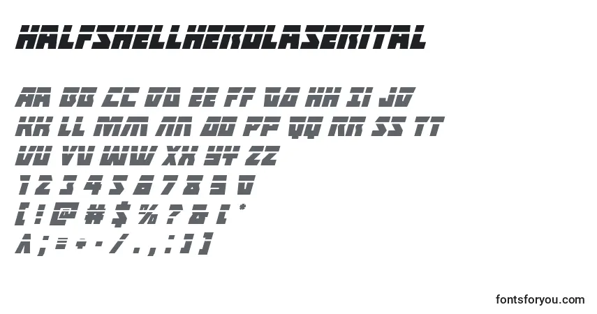 Шрифт Halfshellherolaserital – алфавит, цифры, специальные символы