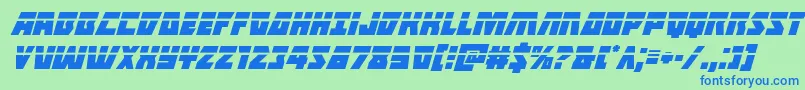 フォントHalfshellherolaserital – 青い文字は緑の背景です。