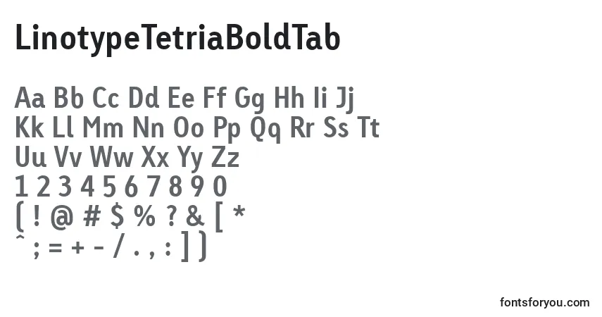 A fonte LinotypeTetriaBoldTab – alfabeto, números, caracteres especiais